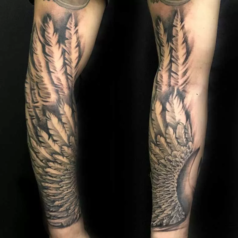 realistic Flügel-Tattoo-Ärmel