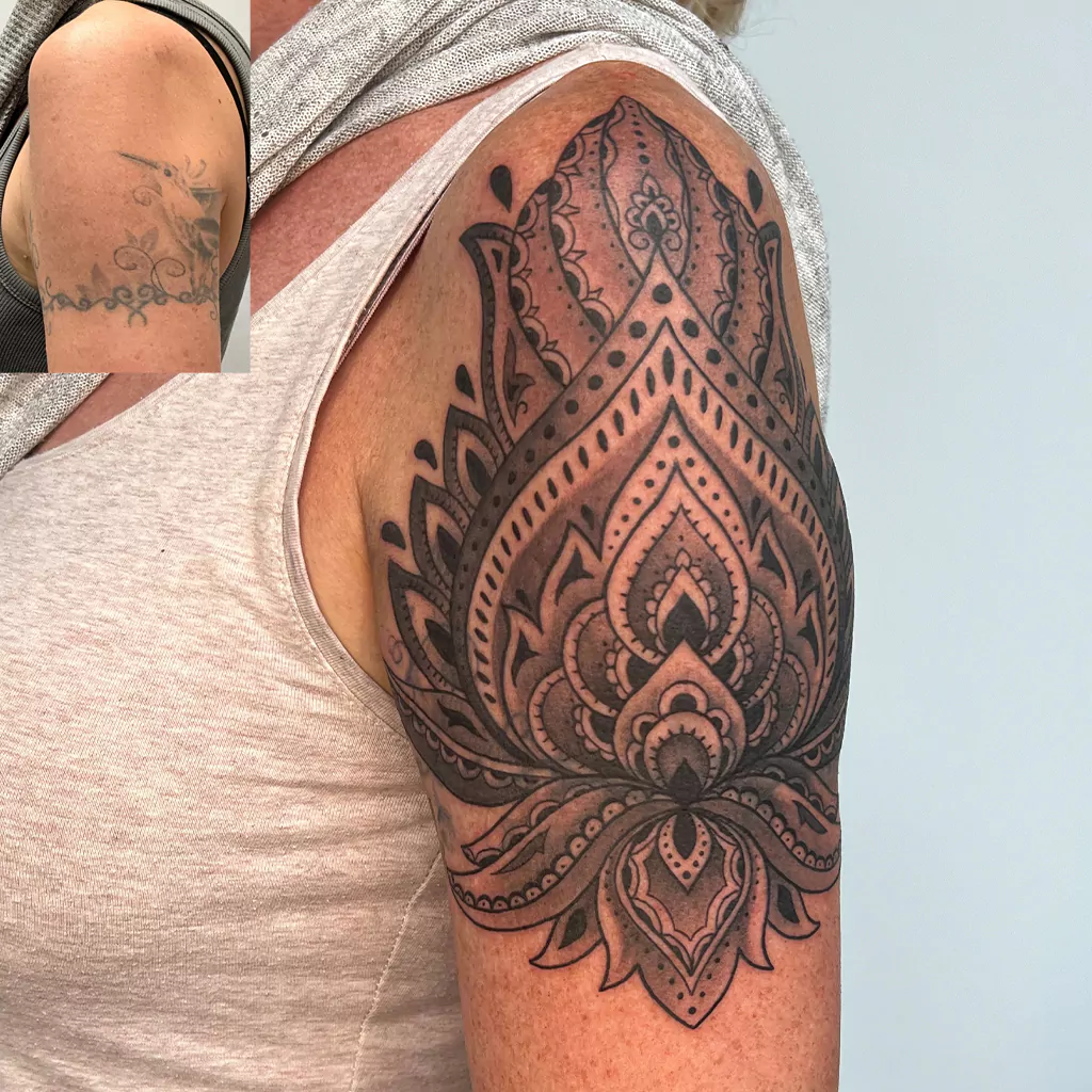 Cover Up Tattoo am Oberarm - München