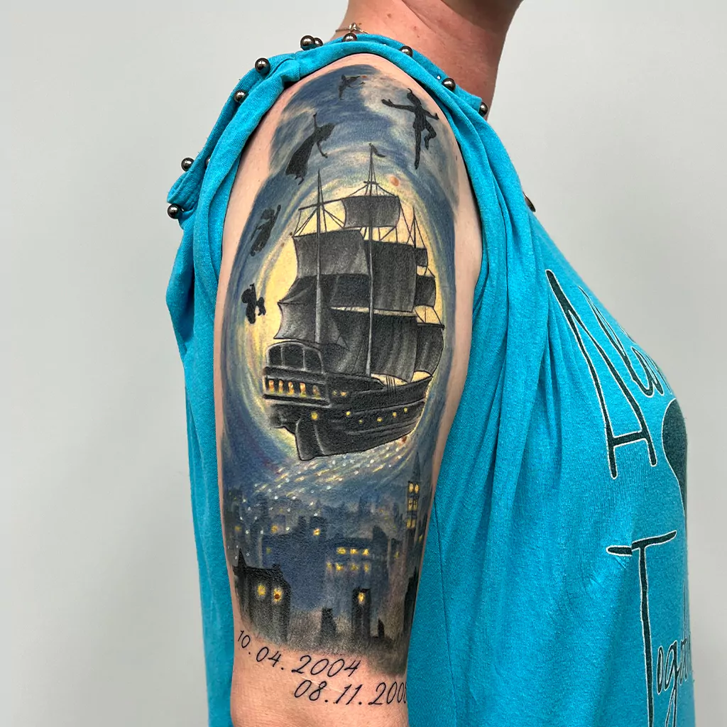 Cover Up Tattoo am Oberarm - München