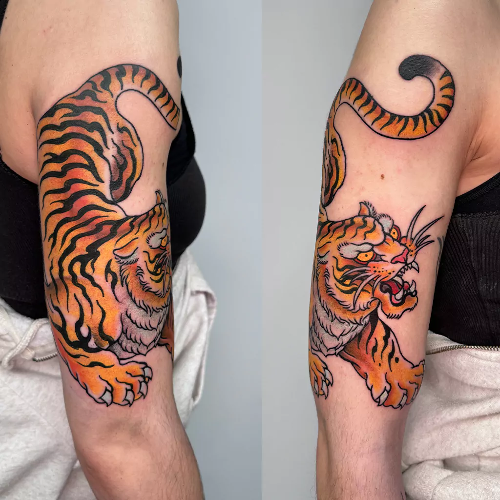 Neotraditional Tiger tattoo Arm - München
