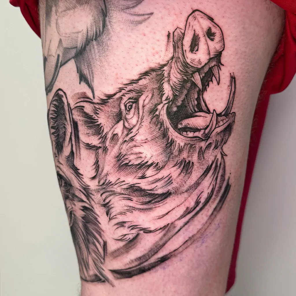 sketchy tattoo eines Keilers