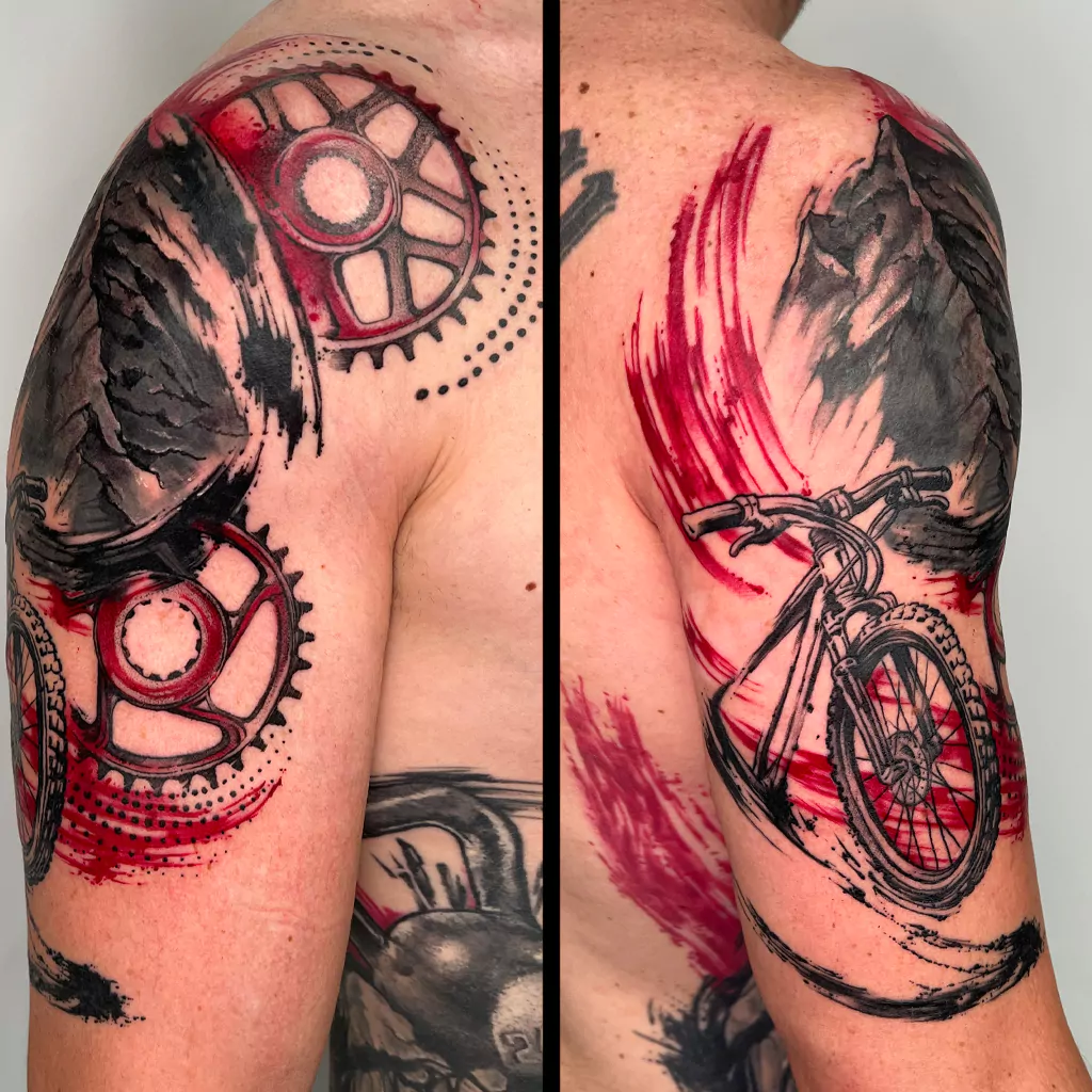 trash style moutainbike tattoo